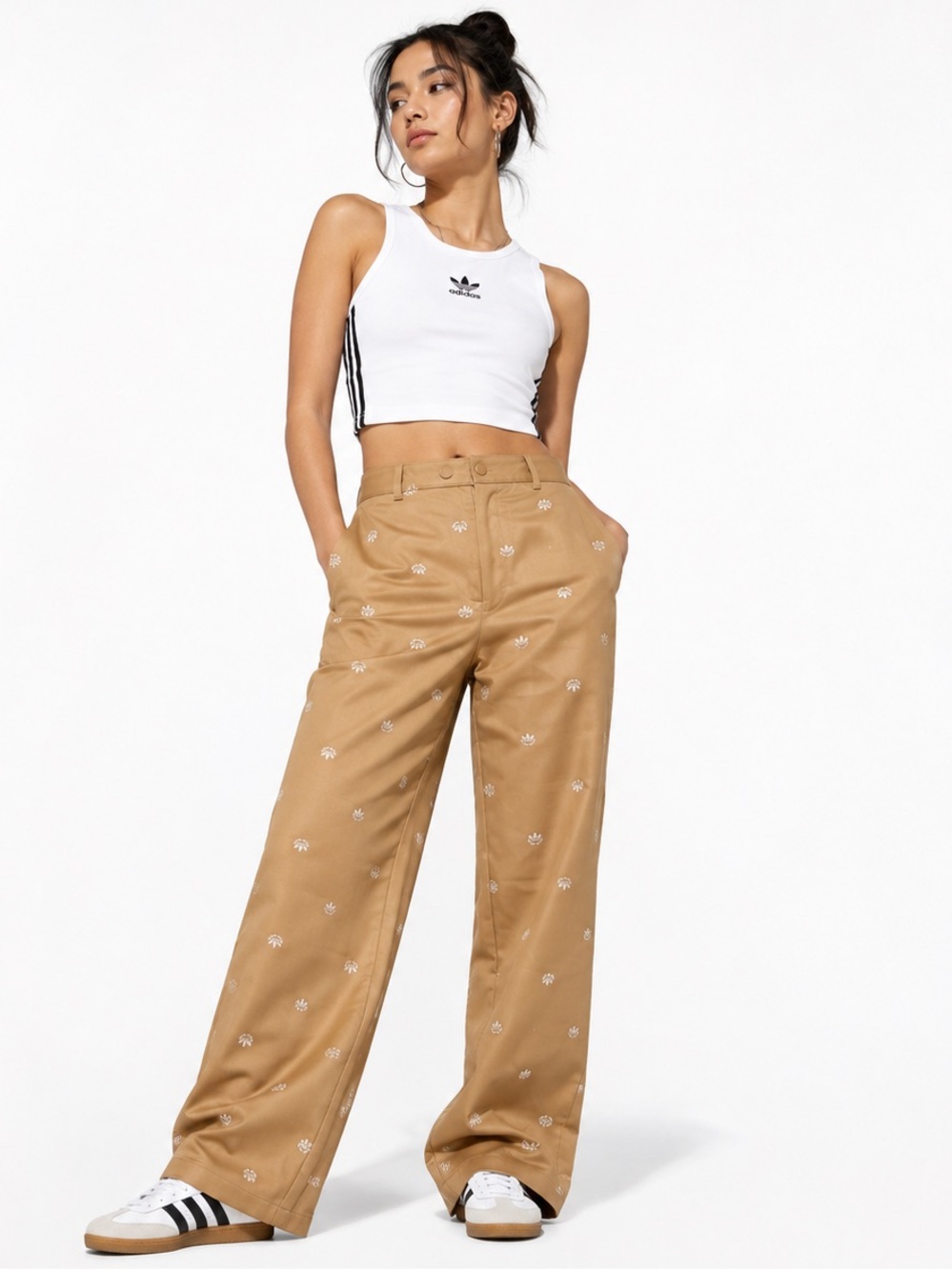 Adidas-Women Alllover Mini Crest Chino Pants